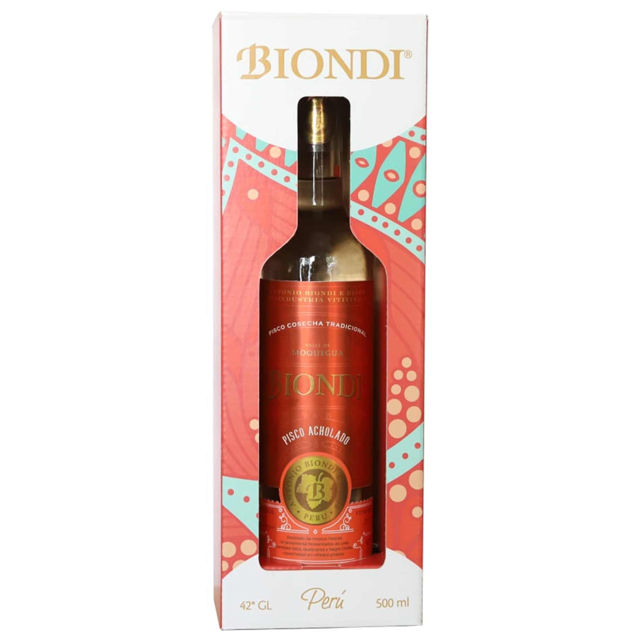 PISCO BIONDI TRADICIONAL ACHOLADO x 500ML