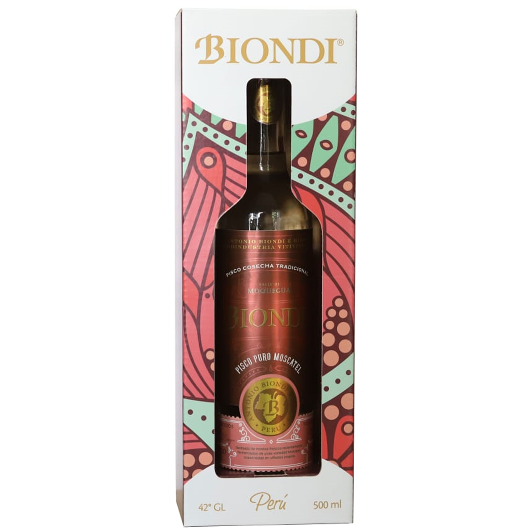 PISCO BIONDI TRADICIONAL MOSCATEL x 500ML