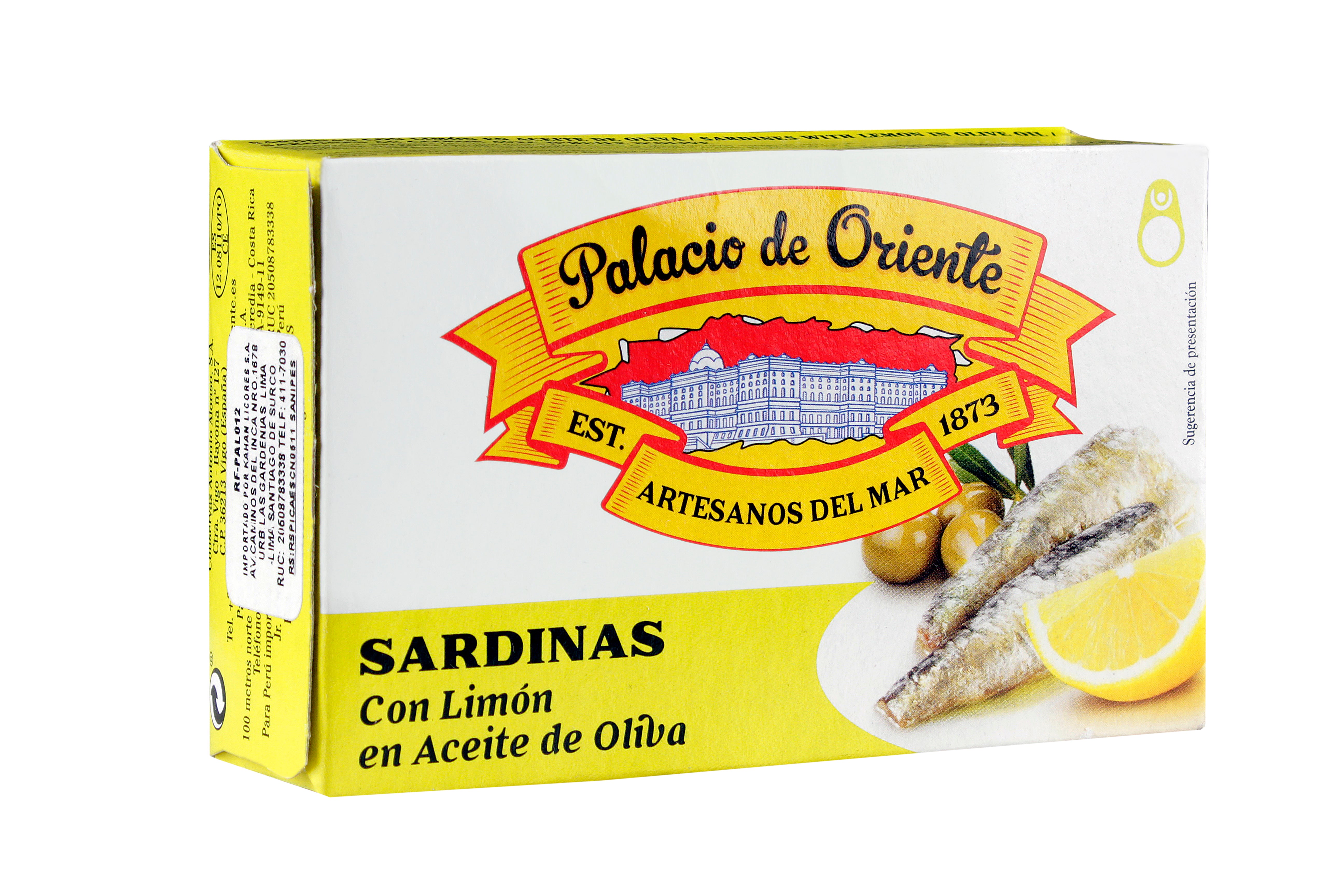 ENLATADO PALACIO DE ORIENTE SARDINAS CON LIMON EN ACEITE DE OLIVA x 120 GR